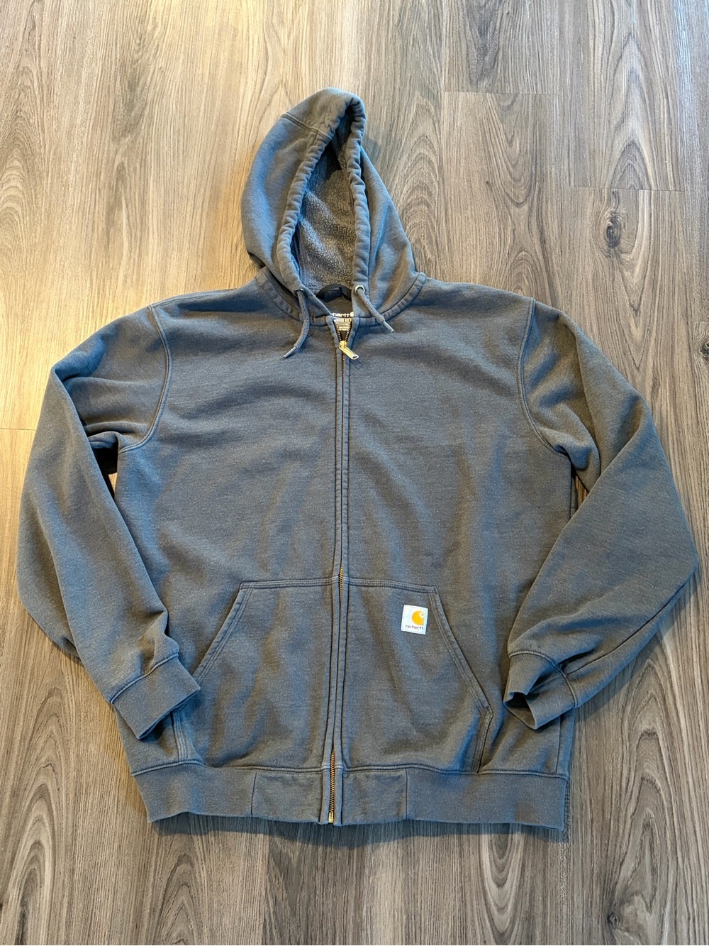Carhartt Men's Hooded Zip-Up Jacket in Charcoal Gray Loose Fit